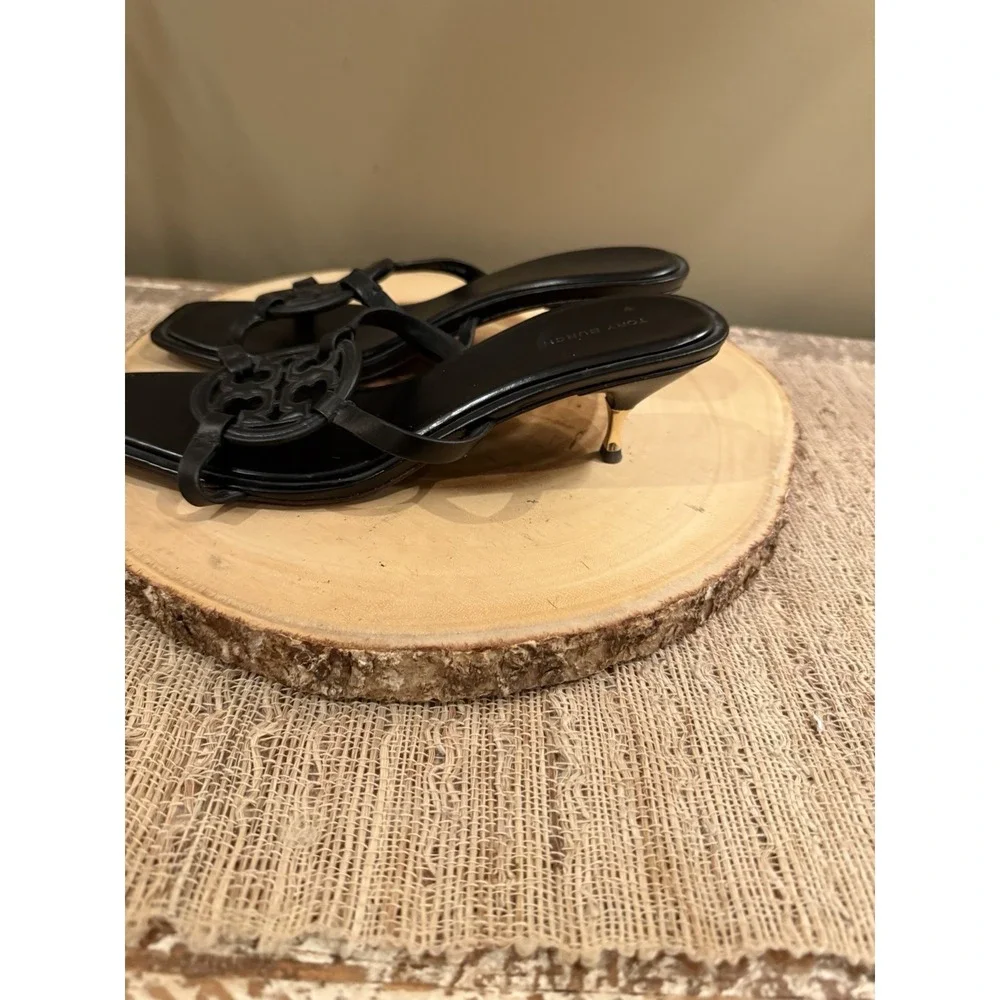 Tory Burch Bombe Miller Low Kitten Heel 55Mm Sandals Triple‎ Black Sz-9.5  $298